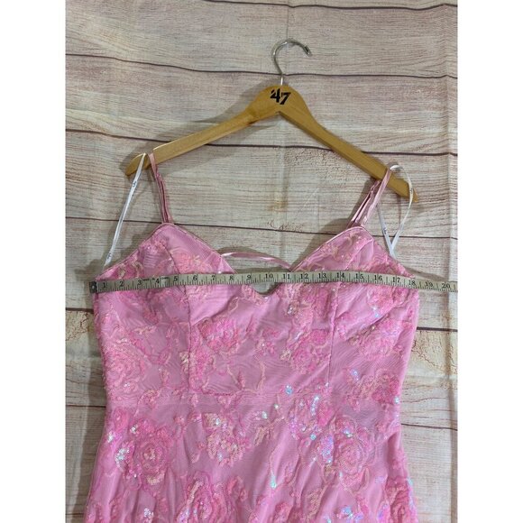 NWT Lulu's Women's Pink Glittering Excellence Sequin Lace Up Maxi - XL - Picture 10 of 16